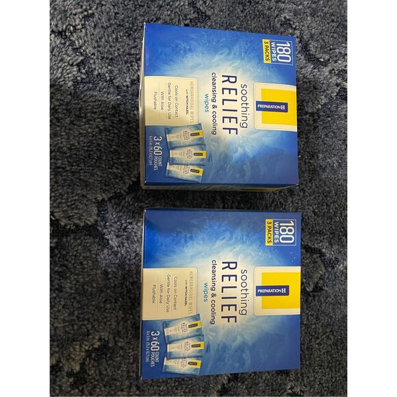 New Lot of 2 Sealed Boxes Preparation H 180 Medicated Wipes Soothing Relief Exp - Picture 1 of 4